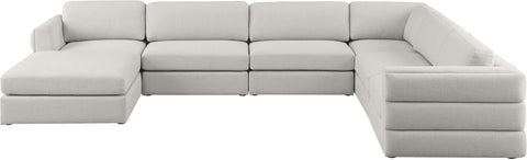 Barlow Beige Durable Linen Textured Fabric Modular Sectional Sec7A
