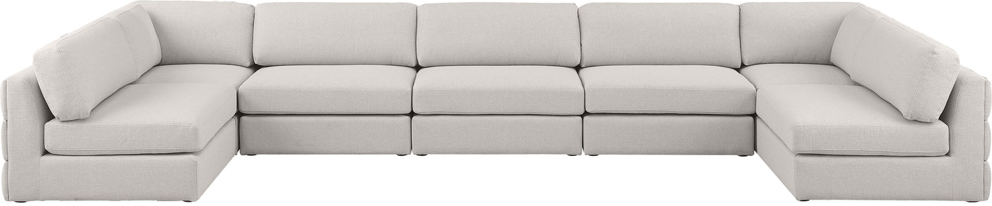 barlow beige durable linen textured fabric modular sectional sec7b