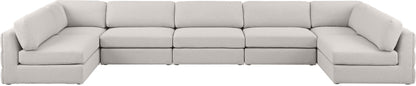 Barlow Beige Durable Linen Textured Fabric Modular Sectional Sec7B