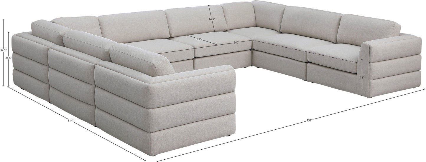 barlow beige durable linen textured fabric modular sectional sec8a