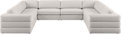 Barlow Beige Durable Linen Textured Fabric Modular Sectional Sec8A