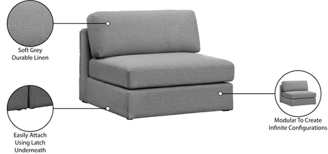 Barlow Grey Durable Linen Textured Fabric Armless Armless