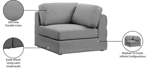 Barlow Grey Durable Linen Textured Fabric Corner Corner