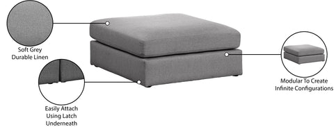 Barlow Grey Durable Linen Textured Fabric Ottoman Ott