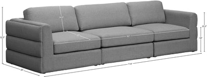 Barlow Grey Durable Linen Textured Fabric Modular Sofa S114A