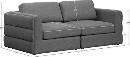 Barlow Grey Durable Linen Textured Fabric Modular Sofa S76A