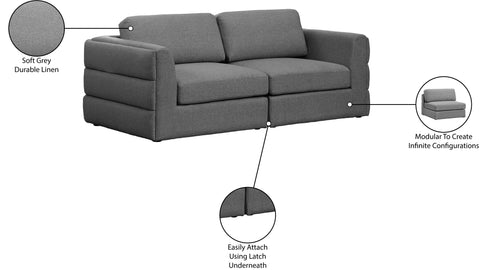 Barlow Grey Durable Linen Textured Fabric Modular Sofa S76A