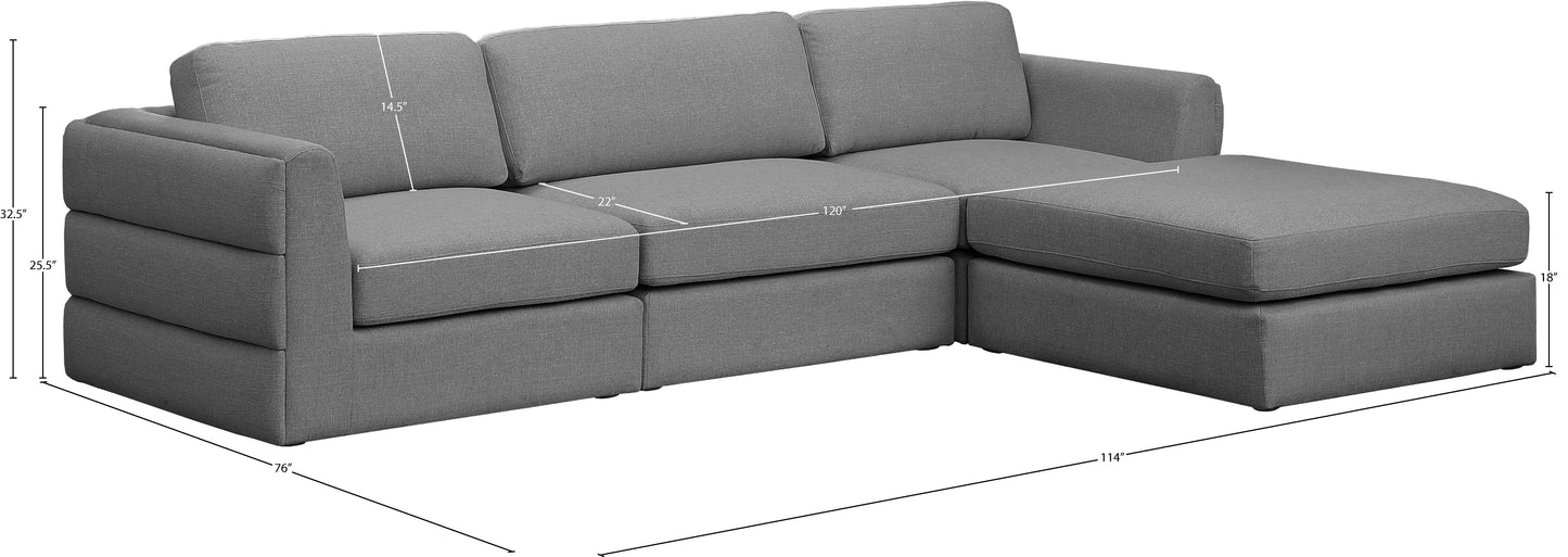 barlow grey durable linen textured fabric modular sectional sec4a