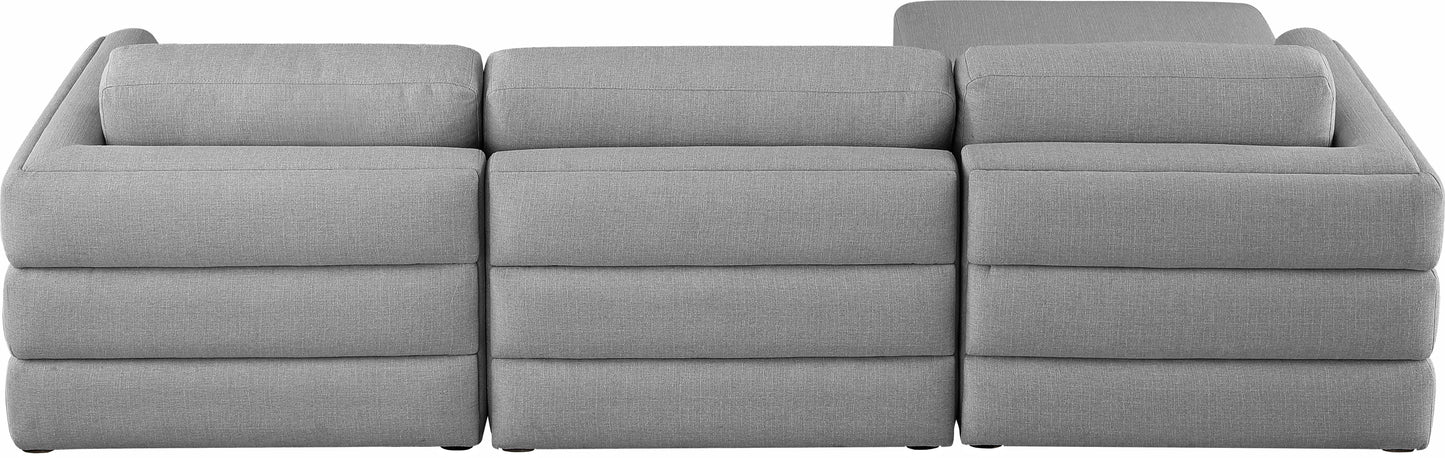 barlow grey durable linen textured fabric modular sectional sec4a