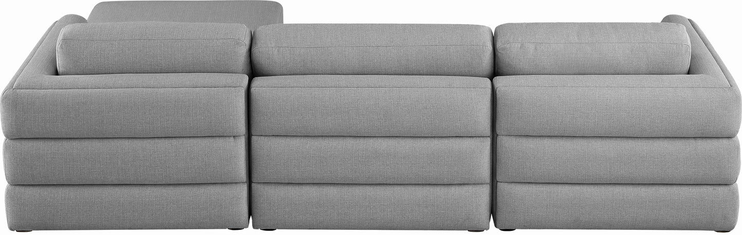 barlow grey durable linen textured fabric modular sectional sec4a