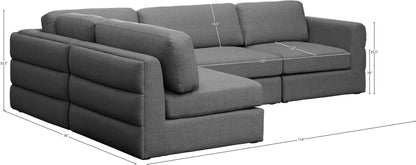 Barlow Grey Durable Linen Textured Fabric Modular Sectional Sec4B