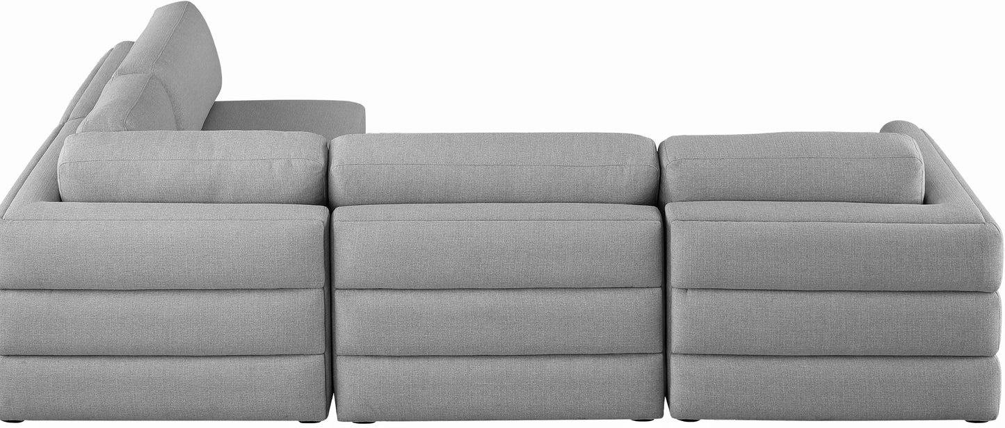 barlow grey durable linen textured fabric modular sectional sec4b