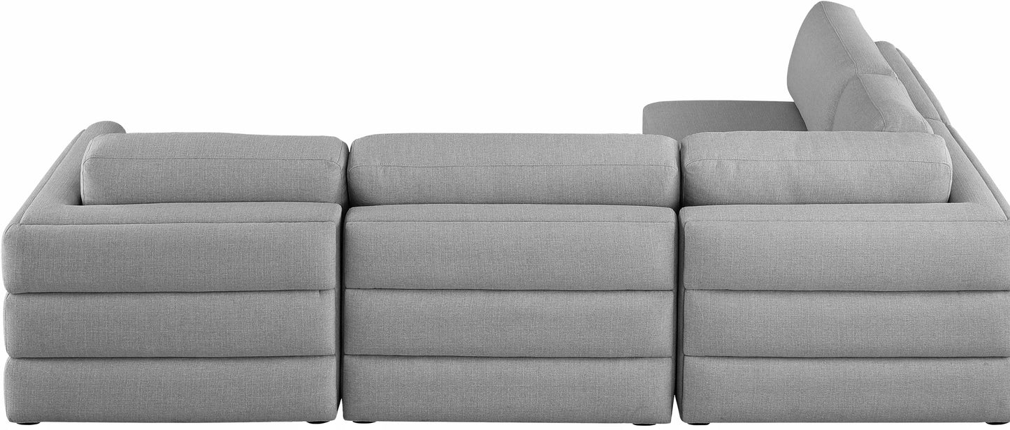 barlow grey durable linen textured fabric modular sectional sec4b