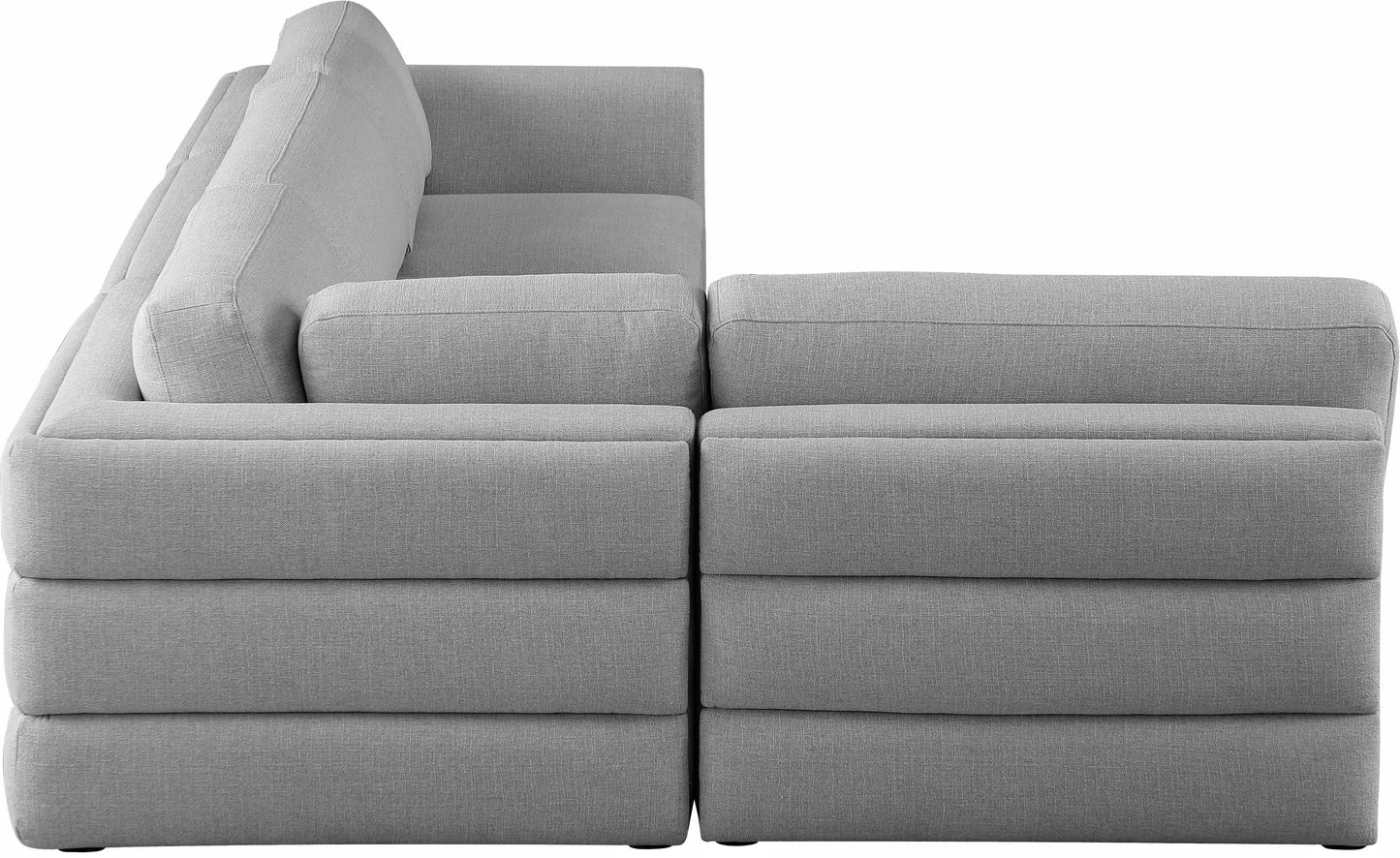 barlow grey durable linen textured fabric modular sectional sec4b