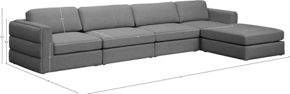 Barlow Grey Durable Linen Textured Fabric Modular Sectional Sec5A