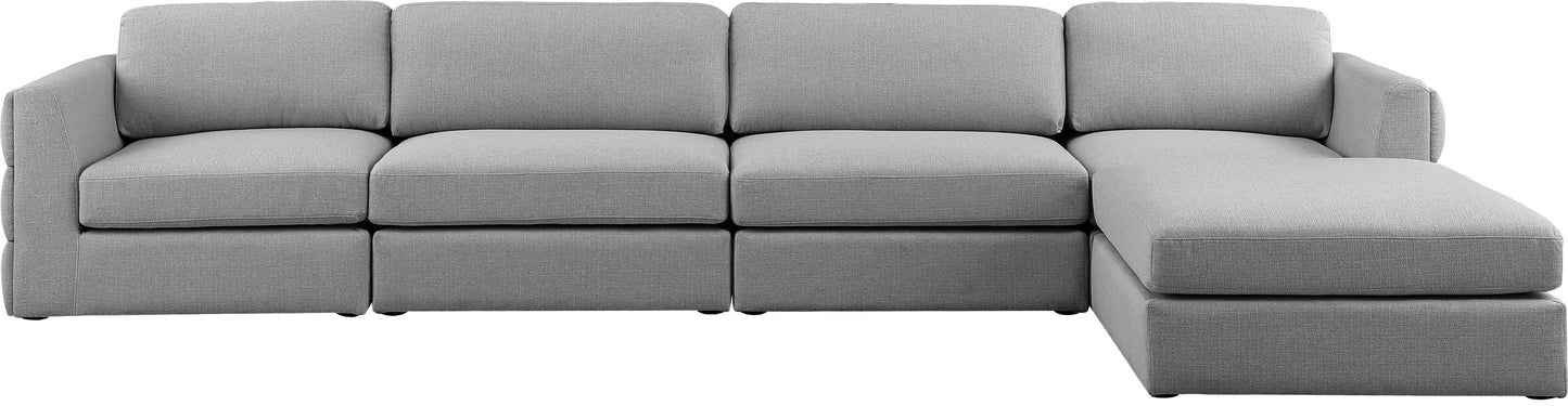 barlow grey durable linen textured fabric modular sectional sec5a