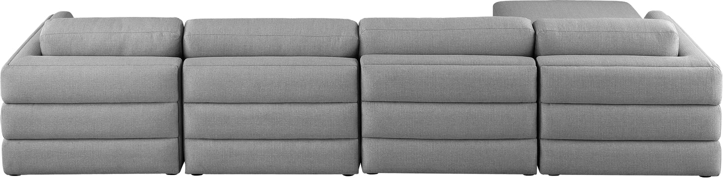 barlow grey durable linen textured fabric modular sectional sec5a