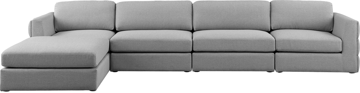 barlow grey durable linen textured fabric modular sectional sec5a