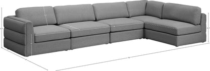 Barlow Grey Durable Linen Textured Fabric Modular Sectional Sec5B