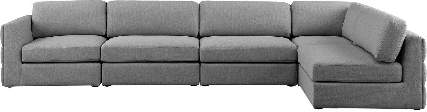 barlow grey durable linen textured fabric modular sectional sec5b