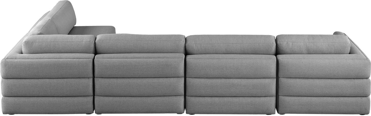 barlow grey durable linen textured fabric modular sectional sec5b