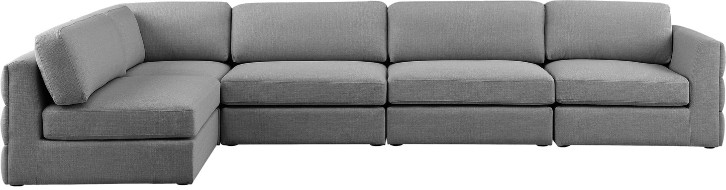 barlow grey durable linen textured fabric modular sectional sec5b