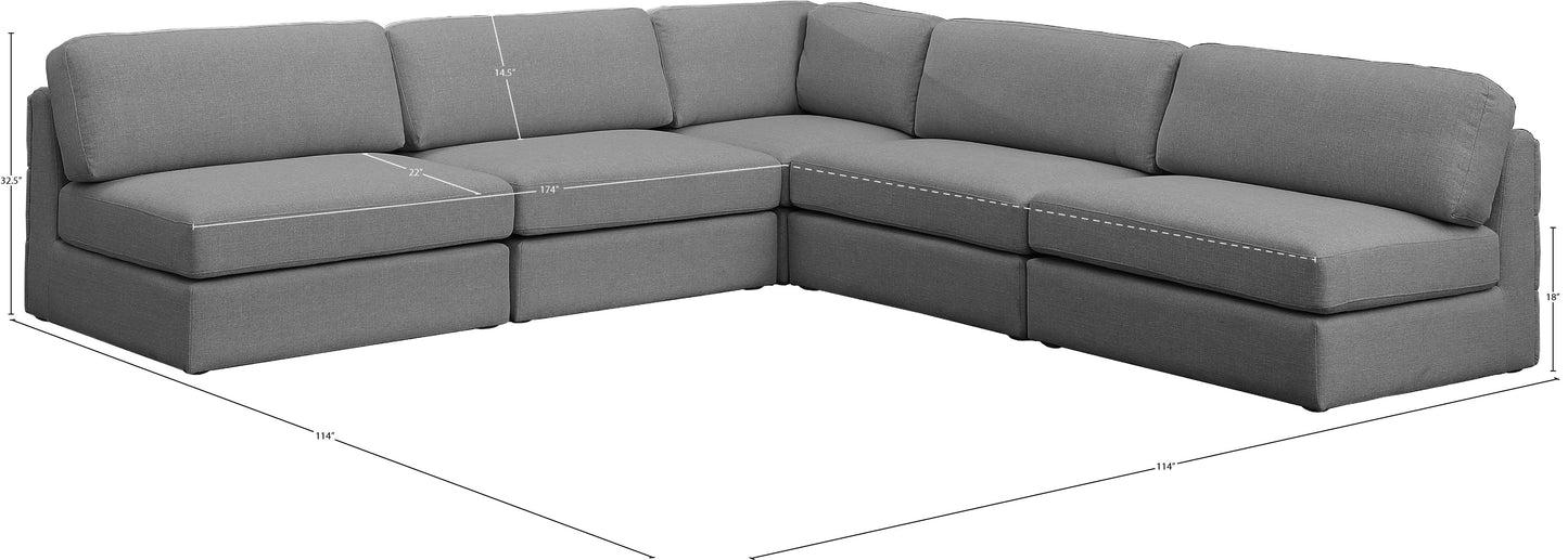 barlow grey durable linen textured fabric modular sectional sec5c