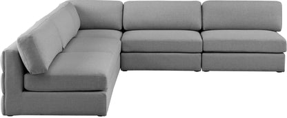 Barlow Grey Durable Linen Textured Fabric Modular Sectional Sec5C