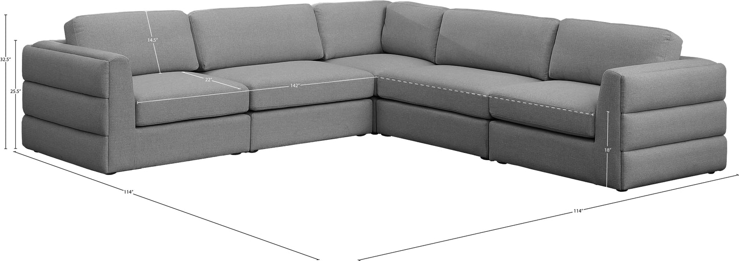 barlow grey durable linen textured fabric modular sectional sec5d