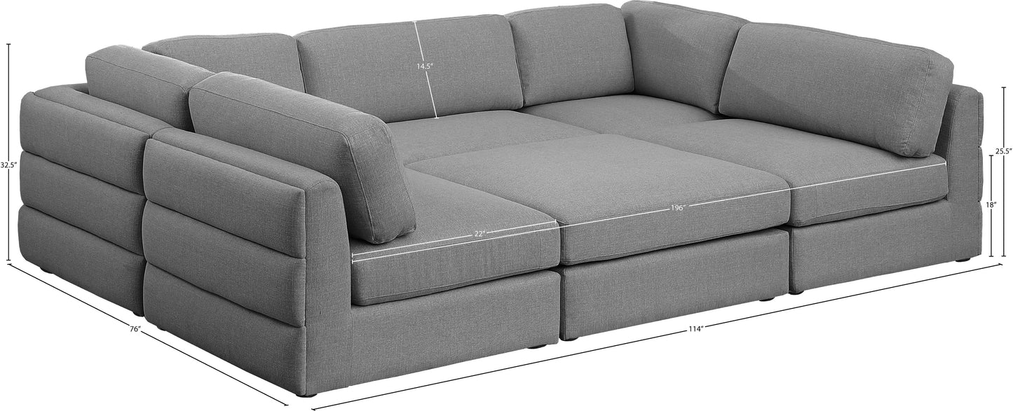 barlow grey durable linen textured fabric modular sectional sec6a