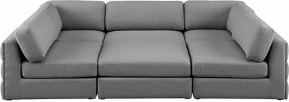 Barlow Grey Durable Linen Textured Fabric Modular Sectional Sec6A