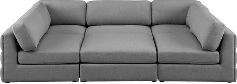 Barlow Grey Durable Linen Textured Fabric Modular Sectional Sec6A