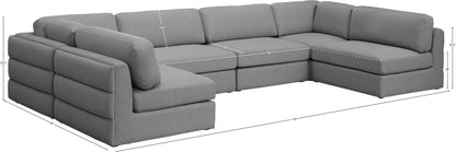 Barlow Grey Durable Linen Textured Fabric Modular Sectional Sec6B