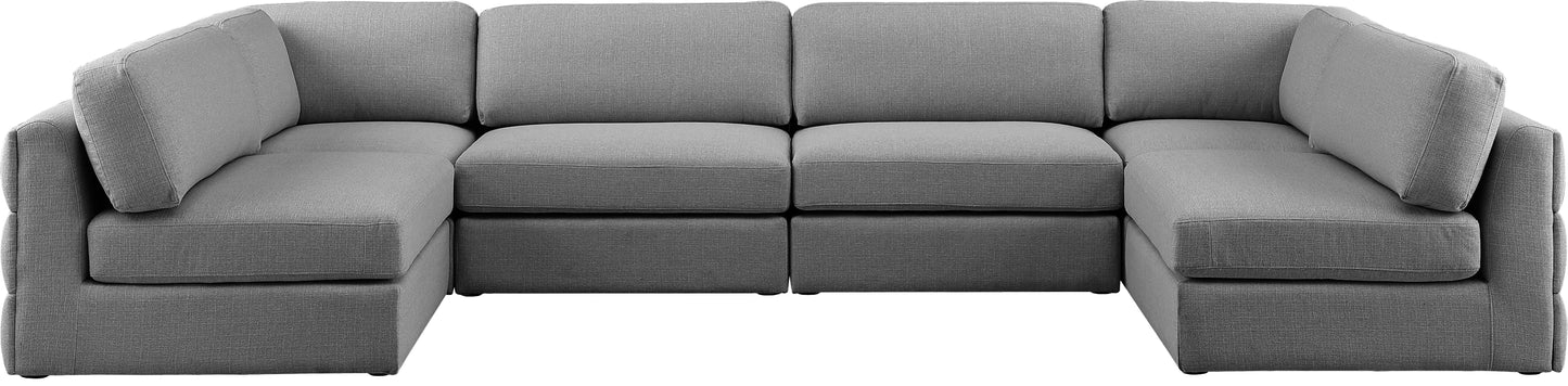 barlow grey durable linen textured fabric modular sectional sec6b