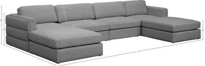 Barlow Grey Durable Linen Textured Fabric Modular Sectional Sec6C