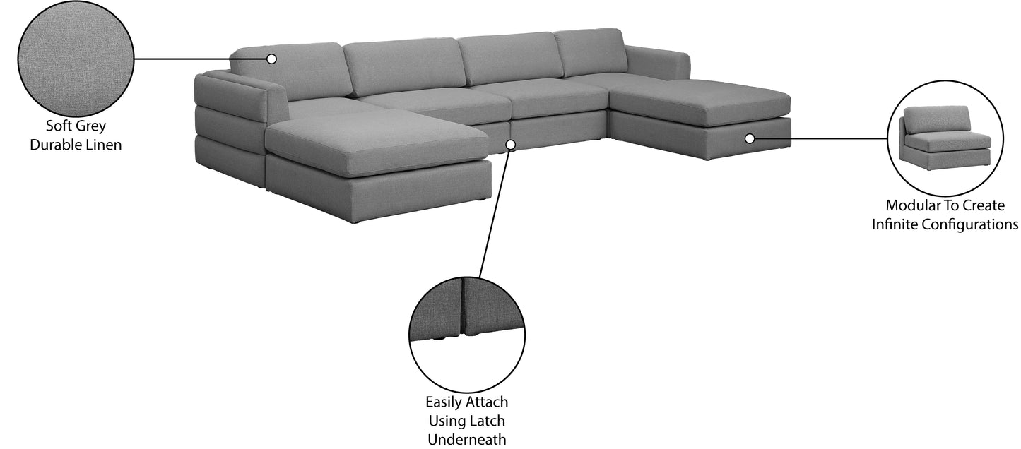 barlow grey durable linen textured fabric modular sectional sec6c