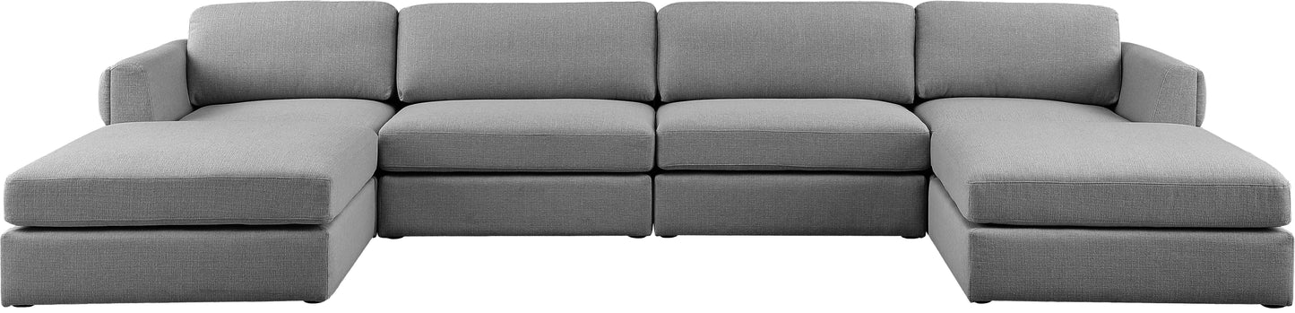 barlow grey durable linen textured fabric modular sectional sec6c