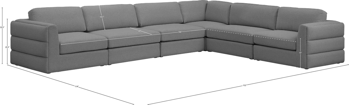 barlow grey durable linen textured fabric modular sectional sec6d