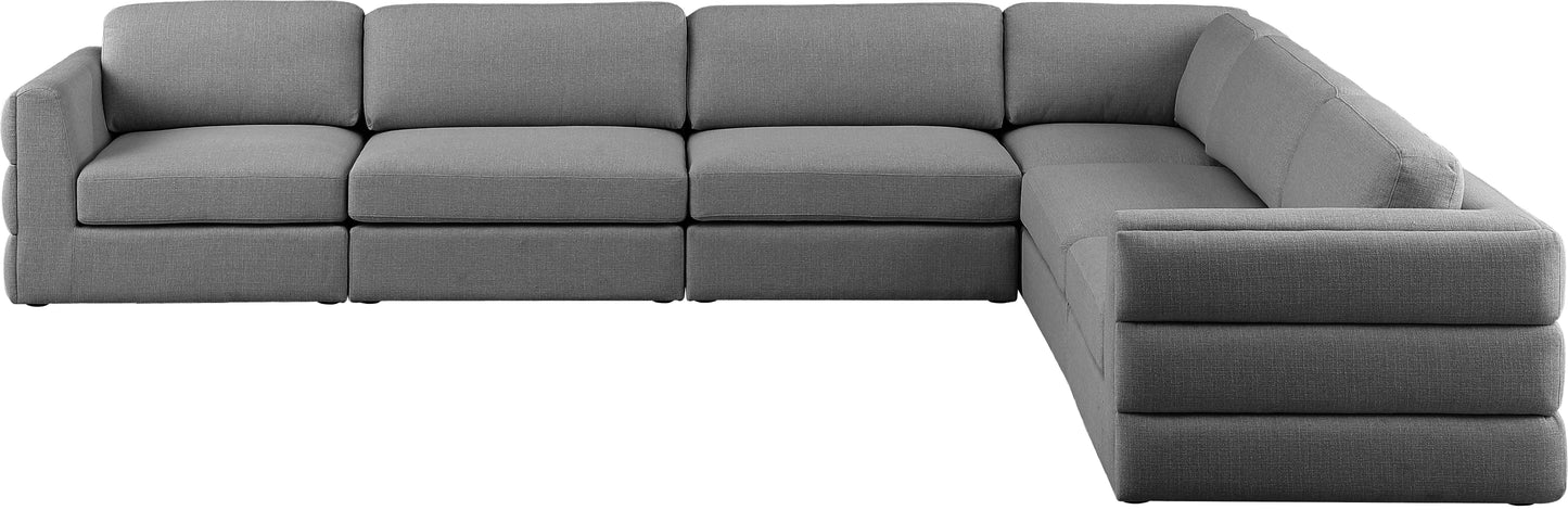 barlow grey durable linen textured fabric modular sectional sec6d