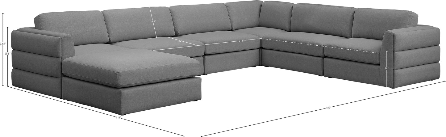 barlow grey durable linen textured fabric modular sectional sec7a