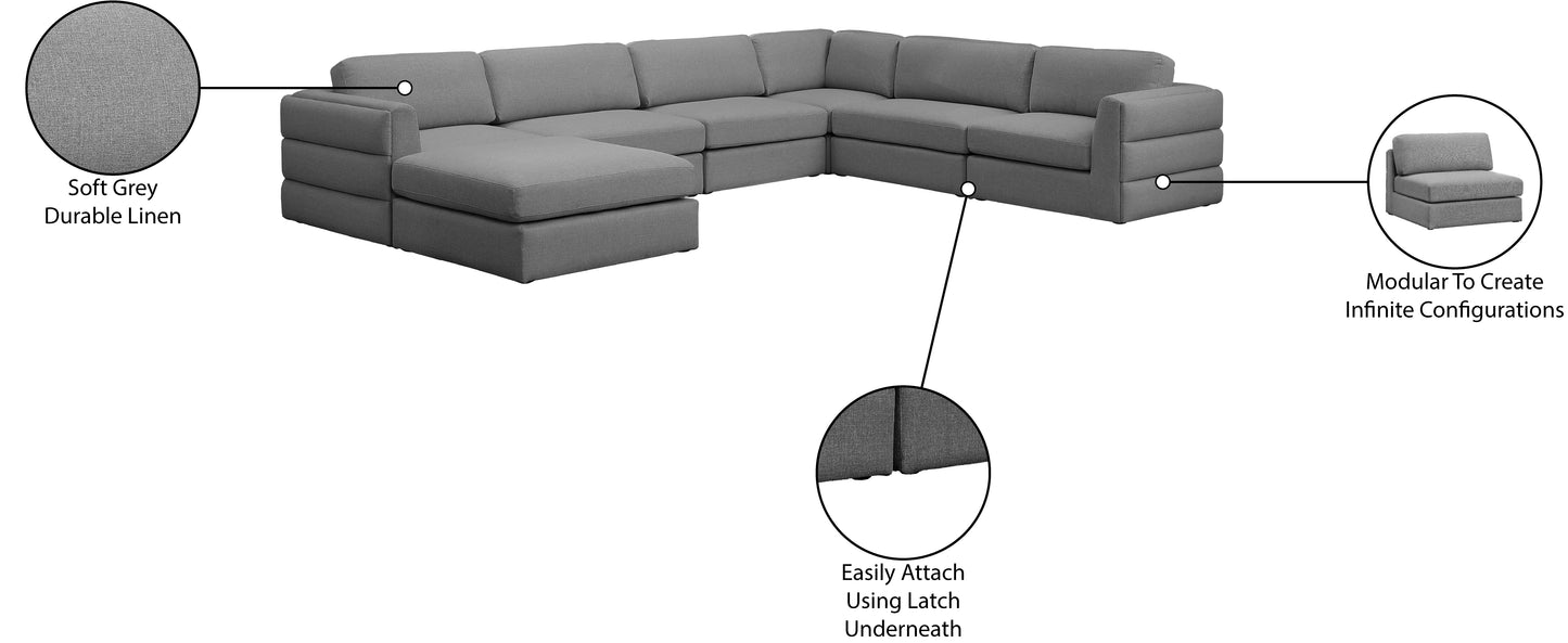 barlow grey durable linen textured fabric modular sectional sec7a