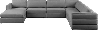 Barlow Grey Durable Linen Textured Fabric Modular Sectional Sec7A