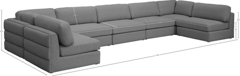 Barlow Grey Durable Linen Textured Fabric Modular Sectional Sec7B
