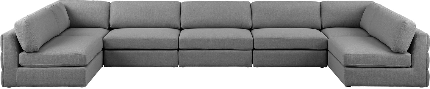 barlow grey durable linen textured fabric modular sectional sec7b