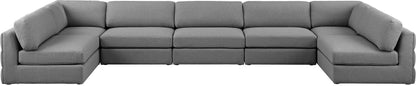 Barlow Grey Durable Linen Textured Fabric Modular Sectional Sec7B