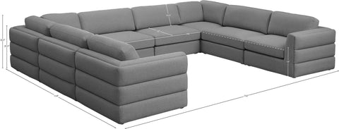 Barlow Grey Durable Linen Textured Fabric Modular Sectional Sec8A
