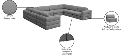 Barlow Grey Durable Linen Textured Fabric Modular Sectional Sec8A