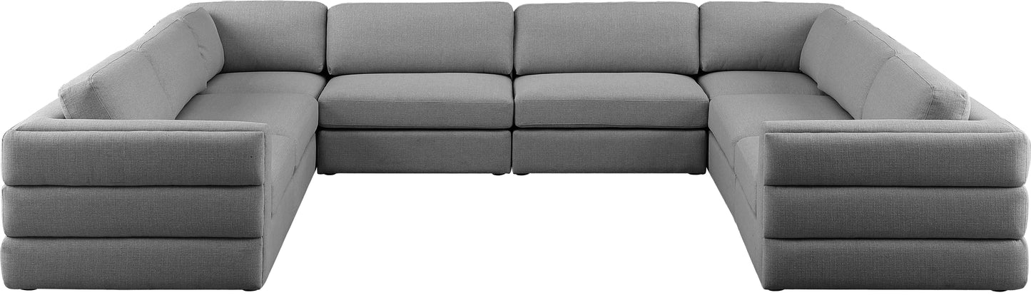 barlow grey durable linen textured fabric modular sectional sec8a