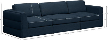 Barlow Navy Durable Linen Textured Fabric Modular Sofa S114A