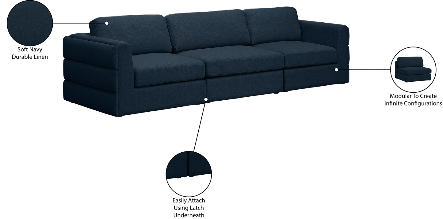 barlow navy durable linen textured fabric modular sofa s114a